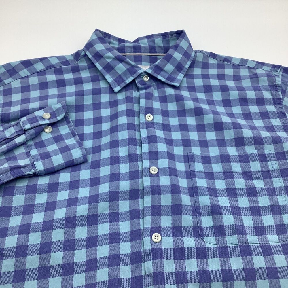 Peter Millar Mens Long Sleeve Button Up Cotton Silk Blend Shirt Size Large
